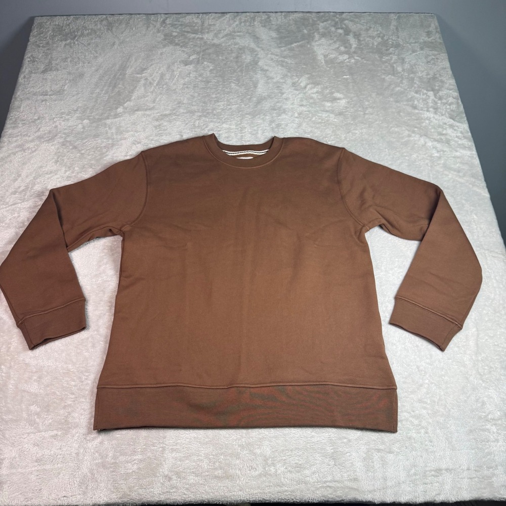 NWOT American Giant Womens Brown Crewneck Sweatshirt M Split hem Made in USA